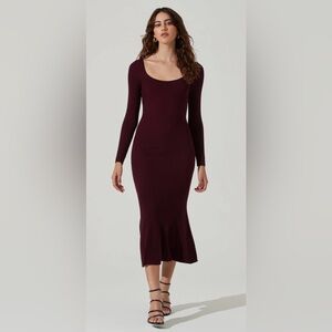 Astr the Label Cutout Long Sleeve Midi Sweater Dress